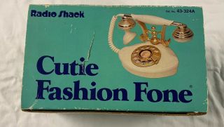 Vintage Radio Shack Model 43 - 324a Rotary Phone French Style Cream/gold