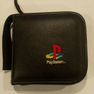 Vintage Black Sony Playstation Cd Game Disc Holder Wallet Case Official Ps Logo
