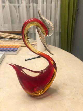 Murano Uranium Glass Bird,  Duck,  Swan Sculpture Paperweight Figurine Vintage