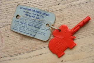 Vintage Portland Oregon Zoo Key Red Elephant W Tag