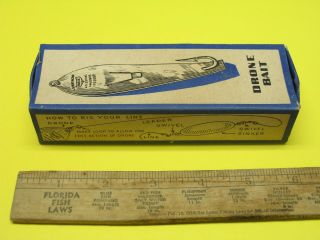 Vintage L.  B.  Huntington Drone Bait No.  3 1/2 W/box &papers (rare) Metal Spoon