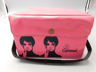 Vintage Carousel Pink And Black Mod Vinyl Carrier Storage Case