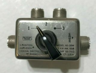Vintage Bunker Ramo Amphenol 3 Pos Coaxial Relay Switch Model:83 - Sw 1kw Am