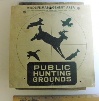 1969 Metal York State Conservation Dept.  Public Hunting Grounds Sign