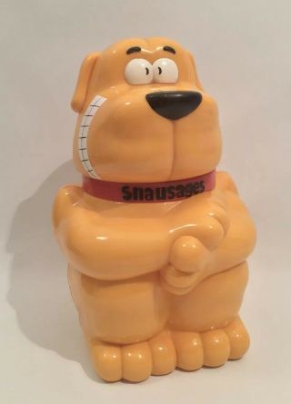 Vintage Talking Snausages Doggie Treat Biscuit Cookie Jar Container 1991 Quaker