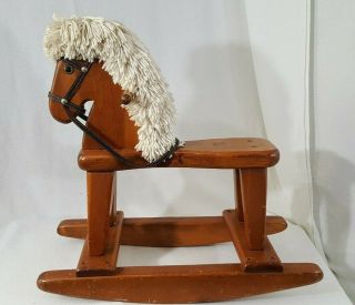 Vintage Child Wooden Rocking Horse Children Hand Made Solid Wood Rustic Pony