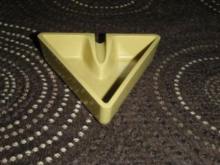 Vintage Mid Century Modern Atomic Yellow Plastic Ashtray V Triangle Shaped Usa