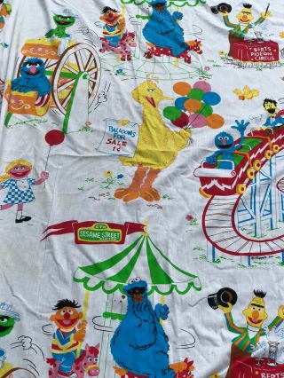 Vintage Muppets Sesame Street Twin Fitted Sheet Circus Big Bird Berternie Grover