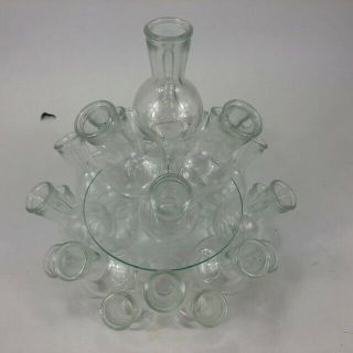 Vintage 2 - Tier Clear Glass Multiple Flower Bud Vase Centerpiece 25 Bud Vases