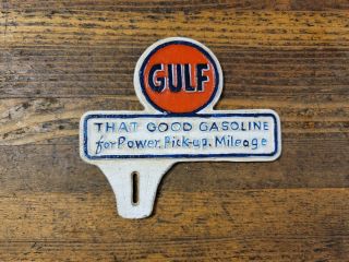 Vintage Gulf Oil Sign Cast Iron Gas Pump Sign Advertising Motor Oil Sign ☆usa