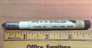 Vintage M.  G.  Stoller Seeds Bullet Pencil Paulding Ohio Invp0709