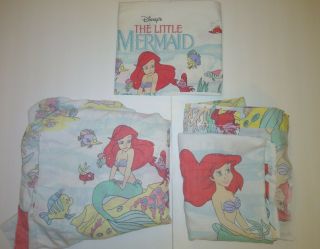 Vintage Disney The Little Mermaid Twin Flat/fitted Bed Sheets Set One Pillowcase