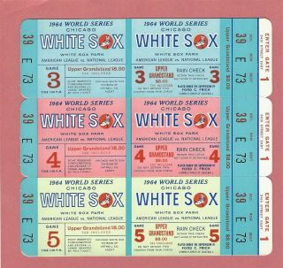 Vintage 1964 Chicago White Sox Games 3/4/5 Strip Phantom World Series Tickets - Nm