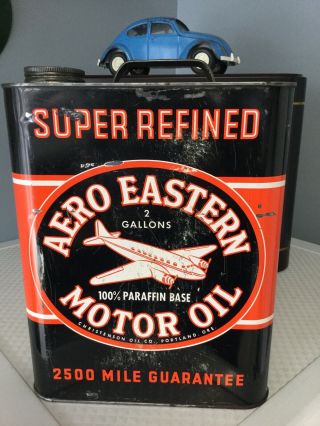 Aero Eastern 2gal Motor Oil Can 2500 Mile Rare Collectible Vintage