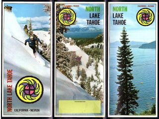 North Lake Tahoe California Nevada Vintage Travel Brochure Color Photos Map