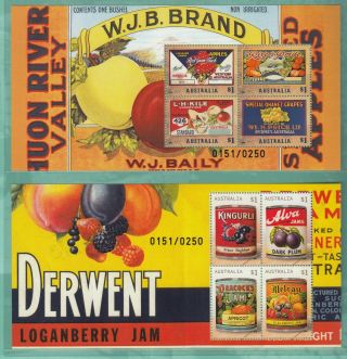 2018 Vintage Food Labels Special Set Of 2 M/sheets.  Only 250 Issued.  Muh.  Very Rare