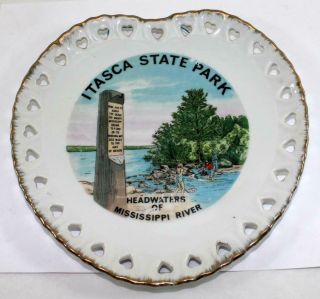 Vintage Itasca State Park Minnesota Heart Shaped Souvenir Plate