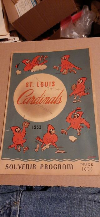 Vintage 1952 Brooklyn Dodgers/ St.  Louis Cardinals Baseball Program