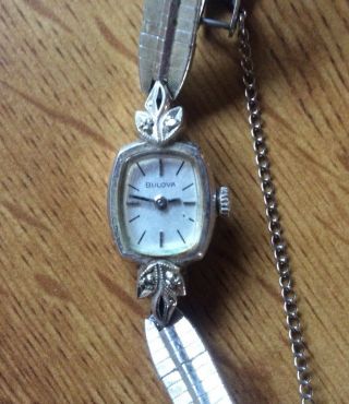 Vintage Bulova 10k Rolled Gold Plate Diamond Accent Ladies Watch