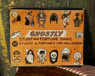 Vintage Antique Old Style Halloween Ghostly Spooky Stunt Game 8 X 10 Canvas Sign