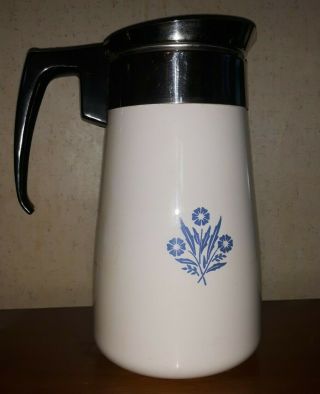 Vintage Corning Ware Blue Cornflower 9 Cup Coffee Pot Percolator Stove Top