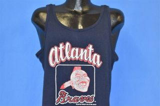 Vintage 80s Atlanta Braves Logo Champion Tank Top Rib Knit T - Shirt Baseball M