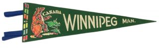 Vintage 17” Winnipeg Manitoba Canada 1950 - 60’s Felt Pennant W Brown Bear