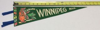 Vintage 17” Winnipeg Manitoba Canada 1950 - 60’s Felt Pennant w Brown Bear 2