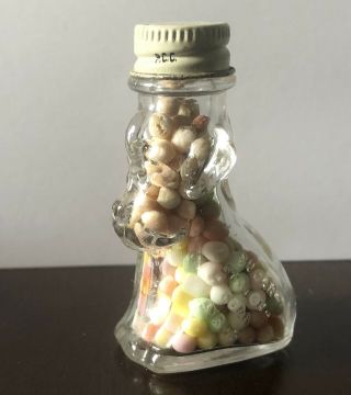 Vintage Terrier Dog Glass Candy Jar Container Full Of Candy 1940’s