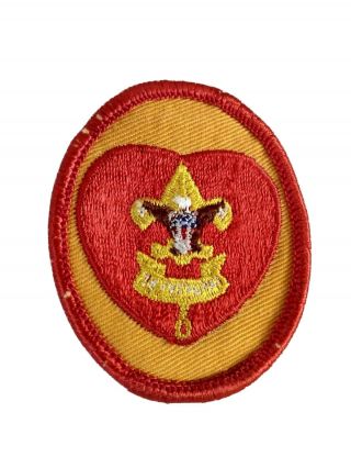 Vintage 1970s Life Scout Boy Scouts Rank Badge Patch Red Yellow Bsa Uniform