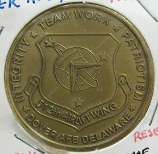 1998 Dover Air Force Base,  De 512th Airlift 50th Anniv.  Medal Token - Delaware