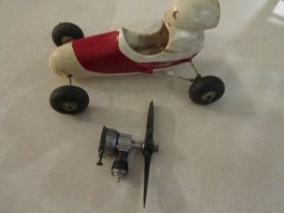 Vintage Small Engine Powered Wooden Kit Tether Car