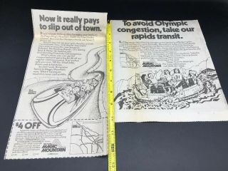 1984 Six Flags Magic Mountain Amusement Park Olympics Newspaper Ad Vintage