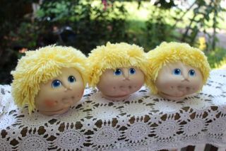Set Of 3 Vintage 1984 M N Thomas Cabbage Patch Style Doll Heads