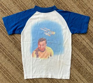 Vintage Star Trek Kids T - Shirt 1975 Uss Enterprise & Captain Kirk Rare Size 10