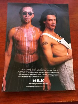 1997 Vintage 8x11 Print Ad For Got Milk? Mustache Alex,  Eddie Van Halen Shirtless