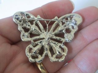 VINTAGE SIGNED BUTLER AND WILSON COLOURFUL RHINESTONE BUTTERFLY BROOCH PIN 3