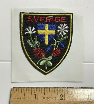 Sverige Sweden Swedish Flag Cross Flowers Floral Souvenir Embroidered Patch