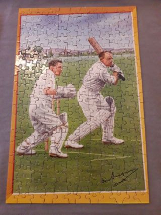 vintage 1950 ' s berwick autographed jigsaw puzzle famous cricketers don bradman 2