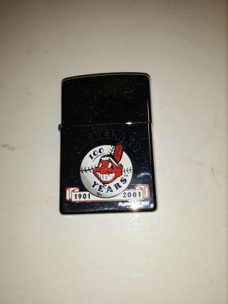 Vintage Cleveland Indians 100 Years 1901 - 2001 Zippo Lighter / Just Needs Fluid