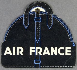 Air France Vintage Airline Luggage Baggage Tag Bag Label Af Blue 1956