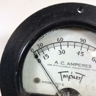 Vintage Triplett AC Amperes Meter Ammeter Model 331 - S Bluffton OH USA Steampunk 2