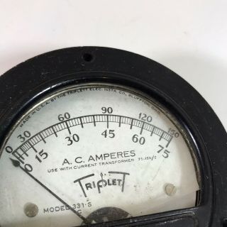 Vintage Triplett AC Amperes Meter Ammeter Model 331 - S Bluffton OH USA Steampunk 3
