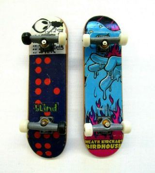 Set Of 2 Vintage Tech Deck Fingerboards Skateboards Blind Dot And Heath Kirchart