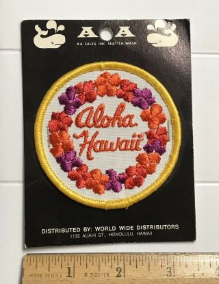 Nip Aloha Hawaii Hawaiian Flower Lei Garland Round Embroidered Souvenir Patch