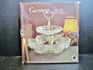 Mikasa Crystal Walther Glass Carmen 2 Tier Serving Dish Stand Bowl Vintage