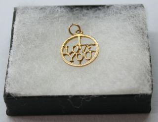 VINTAGE 9CT YELLOW GOLD CHARM - ' I LOVE YOU ' 2