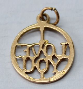 VINTAGE 9CT YELLOW GOLD CHARM - ' I LOVE YOU ' 3