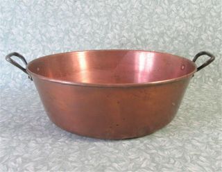 Vintage French Copper 1.  4 Kg Jam Pan Cook Pot Planter 38 Cm / 15 " Iron Handles