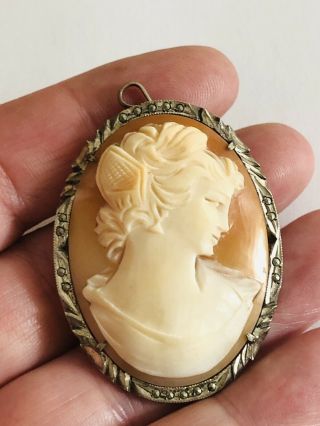 Vintage Silver Carved Cameo Brooch /pendant,  Subject